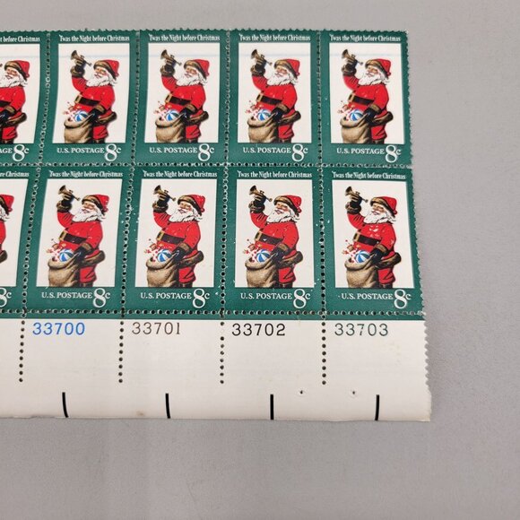 1970s USPS Twas The Night Before Christmas Pane of 12 8 Cent Stamps - Picture 3 of 4